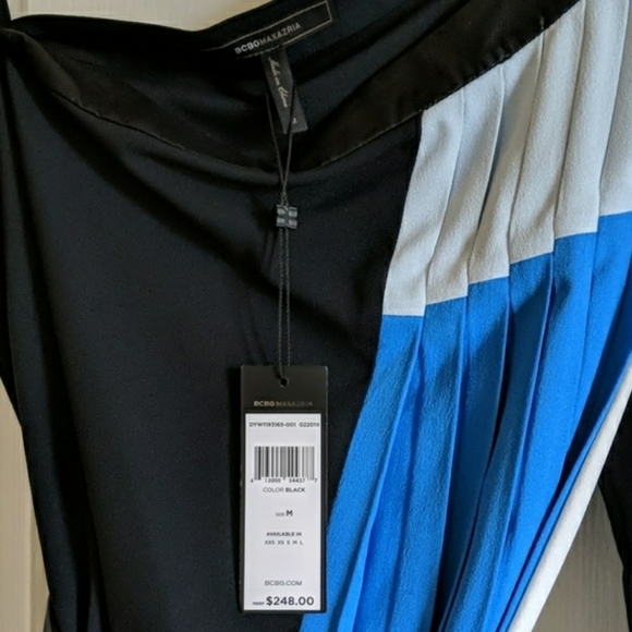 BCBGMAXAZAR One Shoulder Pleated Colorblock Top - Picture 4 of 8